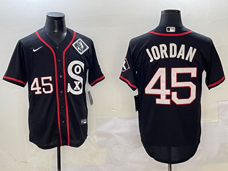 Men Chicago White Sox #45 Jordan Black Fashion Game 2025 Nike MLB Jersey style 3131->chicago white sox->MLB Jersey